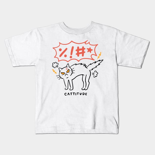 Cattitude Back Print Kids T-Shirt by Vincent Trinidad Art